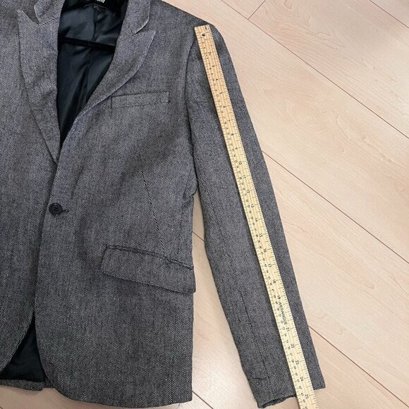 H &M Tweed Men's Blazer Grey Pinstripe Wool Blend Sz 38R - Picture 12 of 13